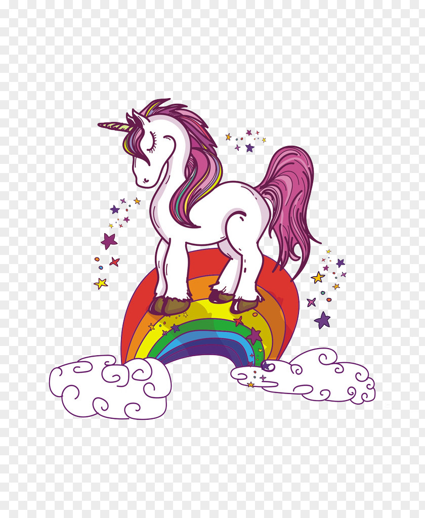 Rainbow Unicorn Illustration PNG