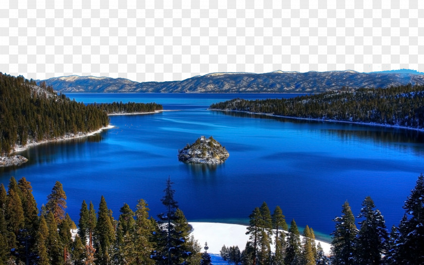 United States Lake Tahoe Three Fannette Island Vikingsholm City Emerald State Park Bay PNG