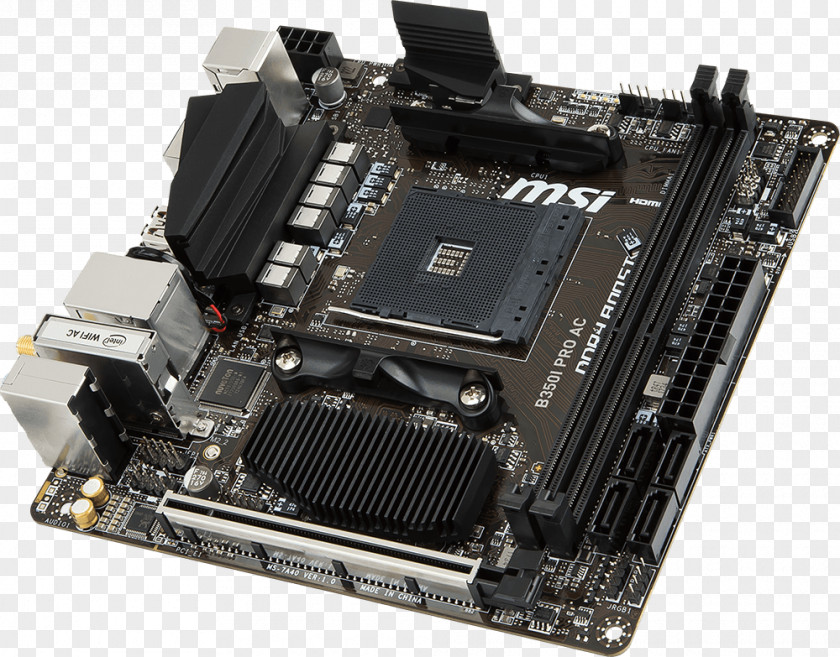 USB Socket AM4 MSI B350I PRO AC Motherboard Mini-ITX Small Form Factor PNG