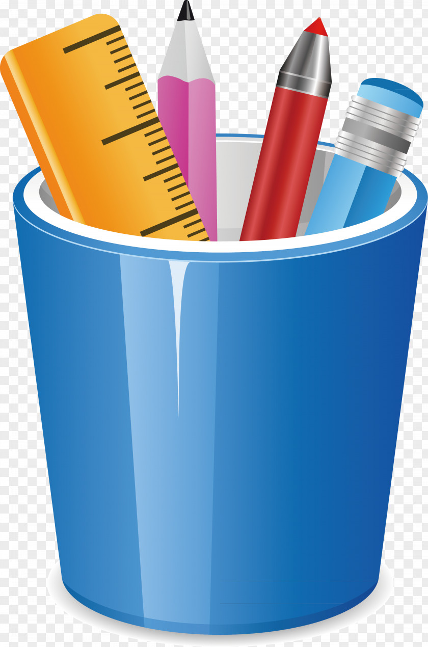 Blue Pencil Box Jar Element Download Clip Art PNG