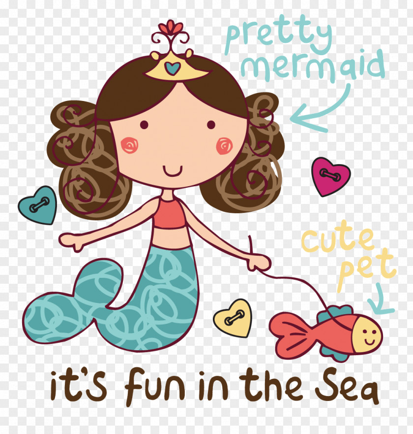 Cartoon Mermaid Poster Illustration PNG