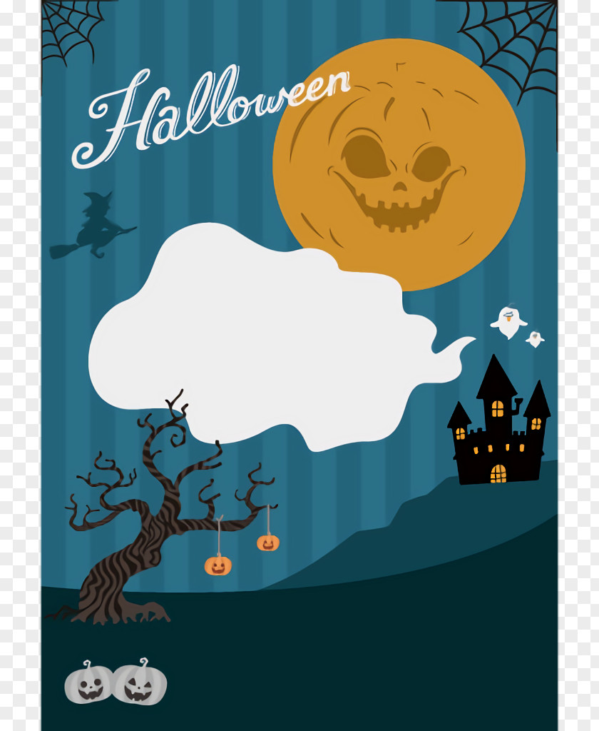 Poster Cartoon Haunted House Halloween PNG