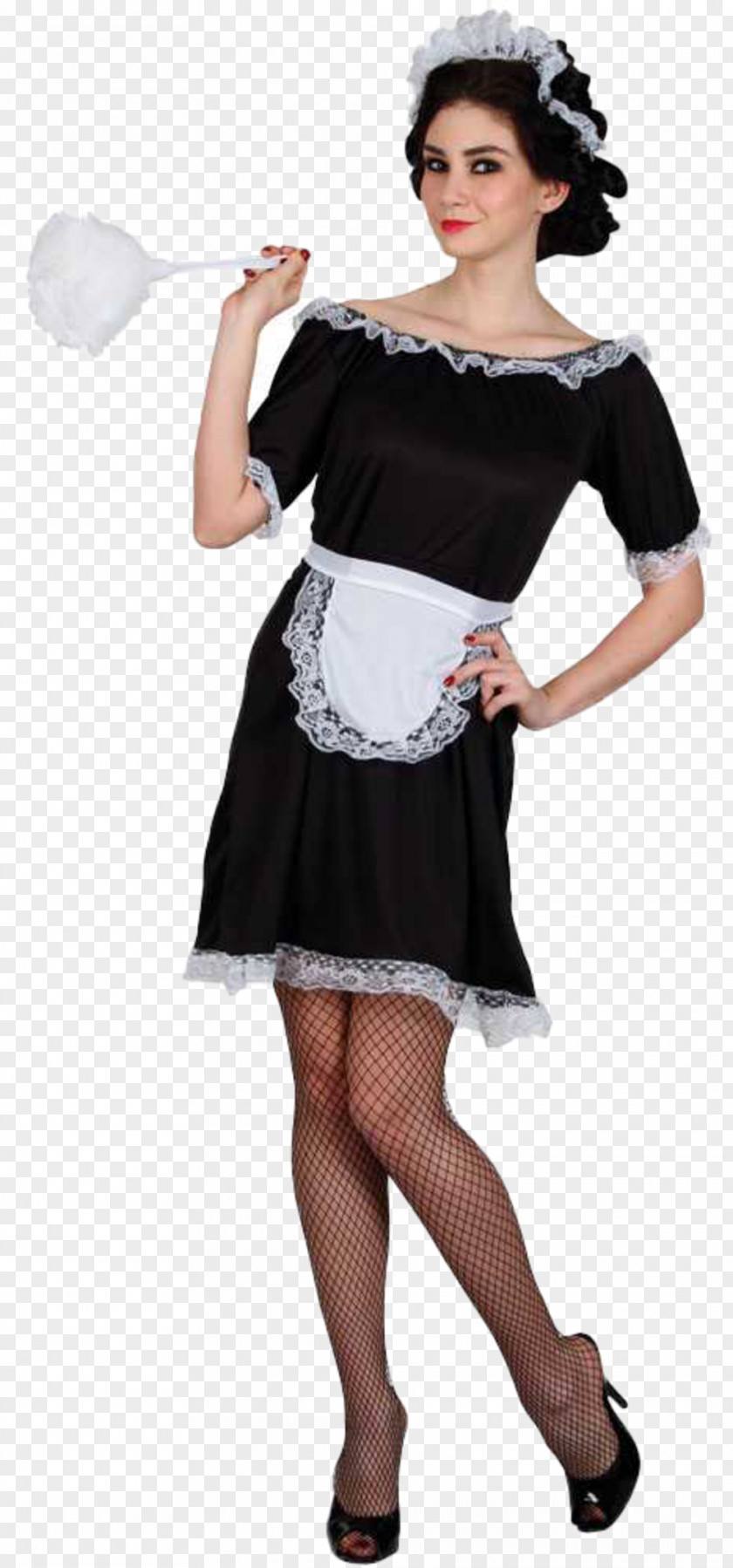 Satin French Maid Costume Party Dress Clothing Sizes PNG