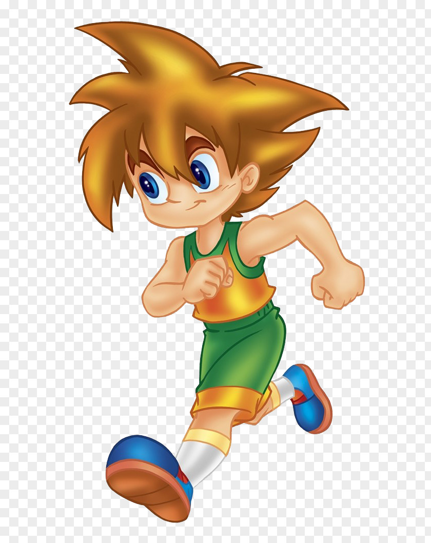 Cartoon Hand-painted Child Running Illustration PNG