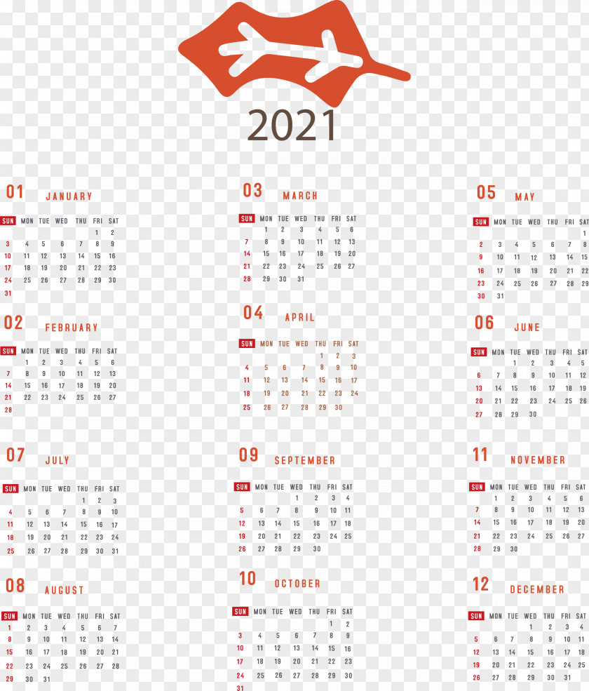 Printable 2021 Yearly Calendar PNG