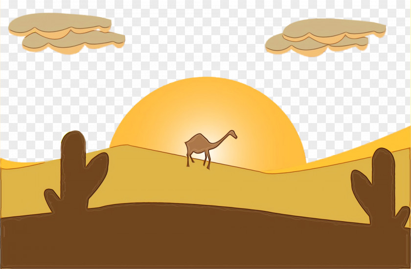 Camels Cartoon Landscape Ecoregion Yellow PNG