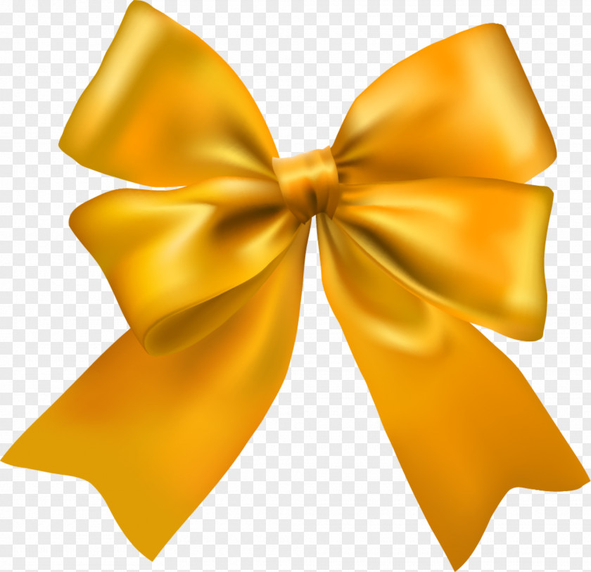 Hand Painted Golden Bow Yellow Ribbon Clip Art PNG