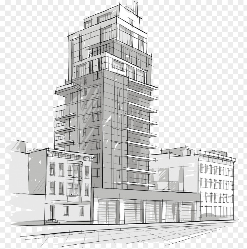 Building Architectural Drawing Architecture Sketch PNG