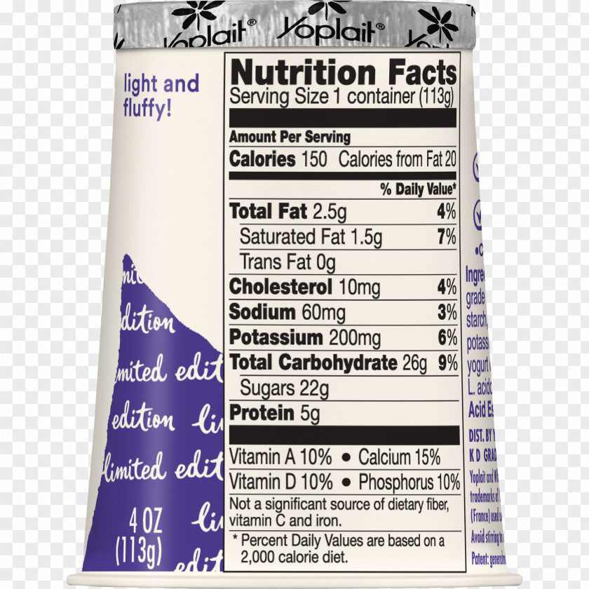 Masala Dosa Nutrition Facts Label Yoplait Low-fat Diet Yoghurt PNG
