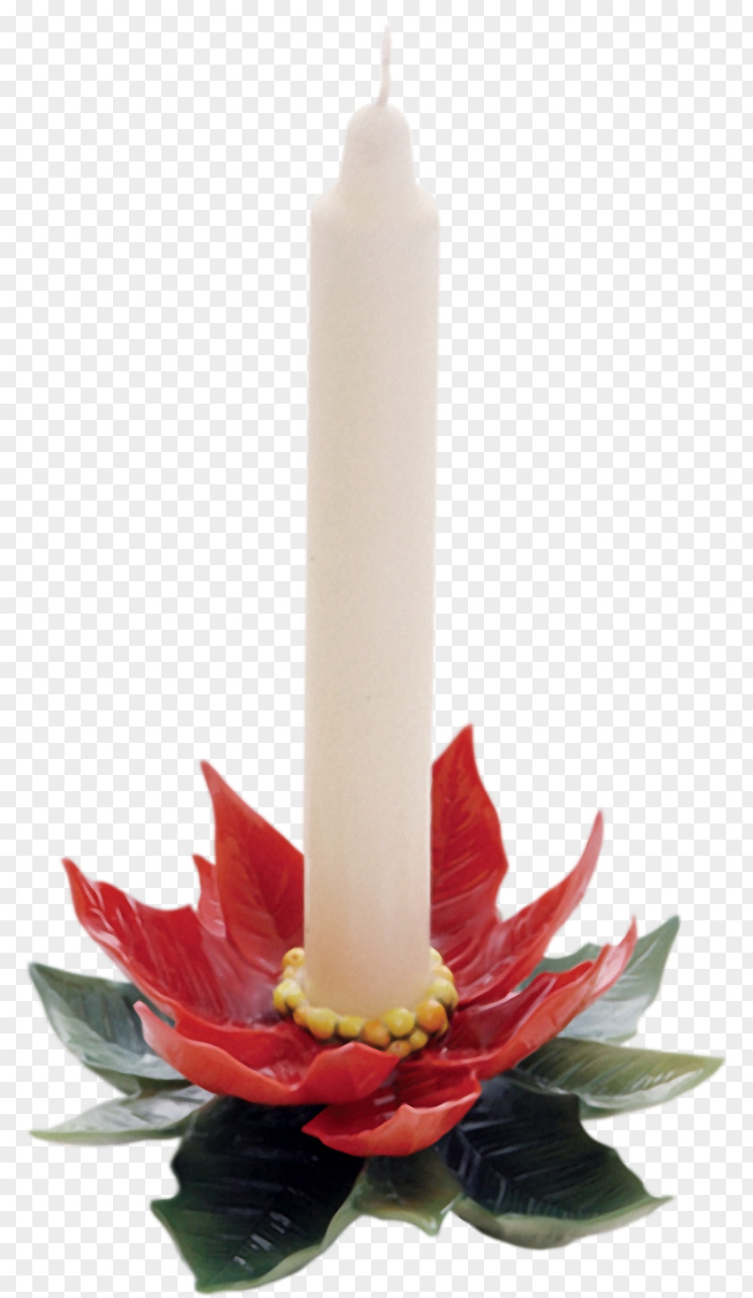 Candle Poinsettia Candlestick Porcelain Franz PNG
