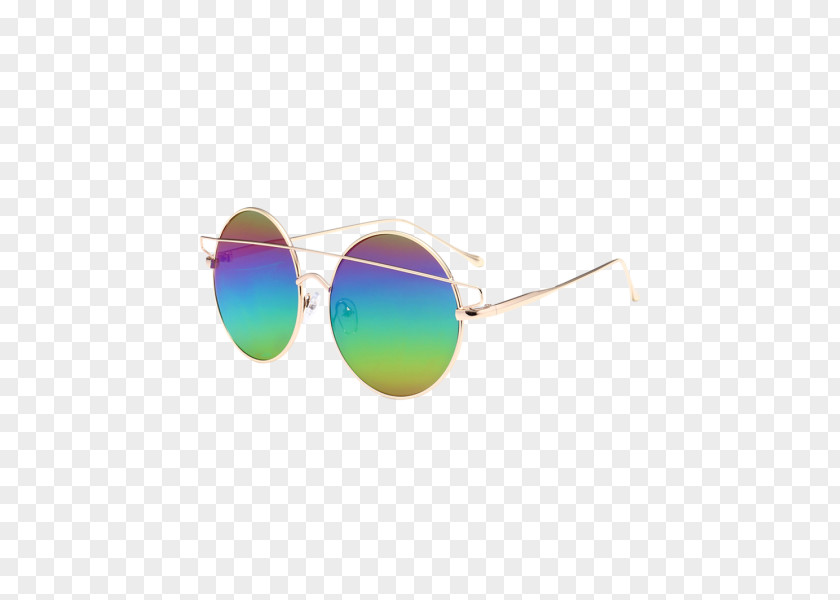 Retro Sunbeams With Yellow Stripes Goggles Mirrored Sunglasses Ray-Ban Round Metal PNG