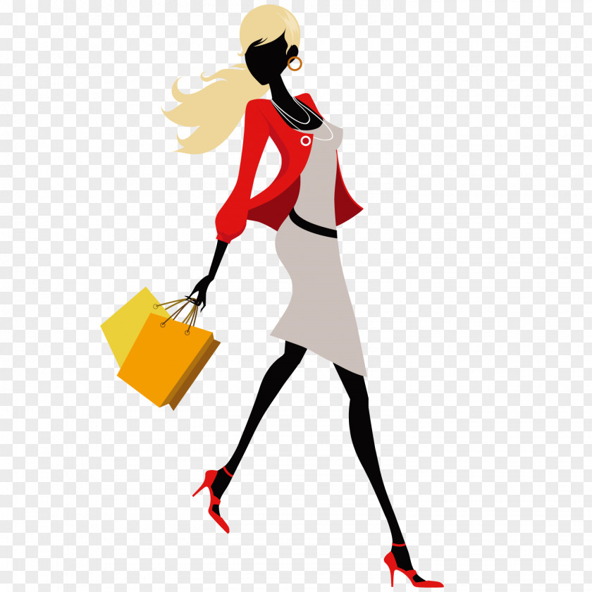 Shopping Woman Fashion Illustration PNG
