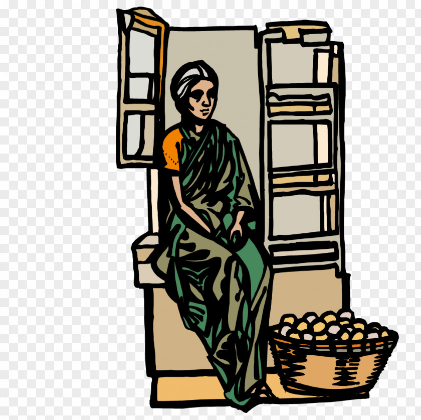 Woman Sitting At The Window On Rest Illustration PNG