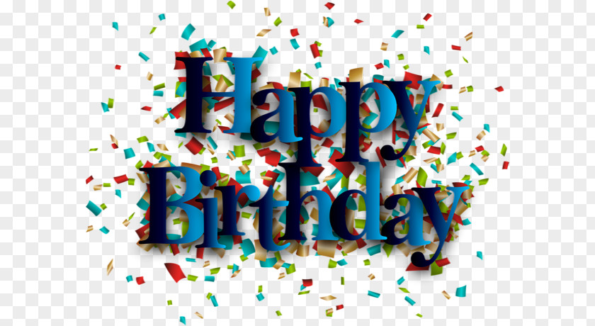 Confetti Text Happy Birthday Blue PNG