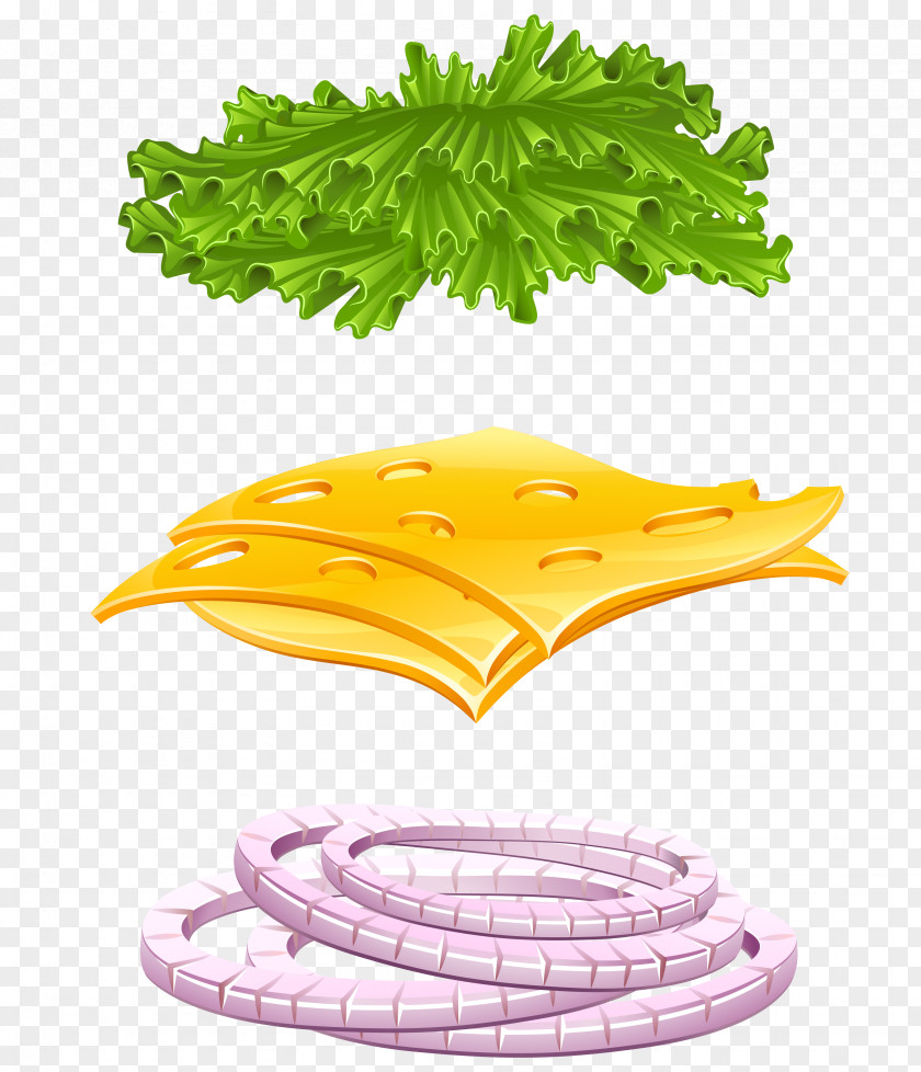 Vector Cartoon Lettuce Onion Vegetables Hamburger Ring Fast Food Ingredient PNG