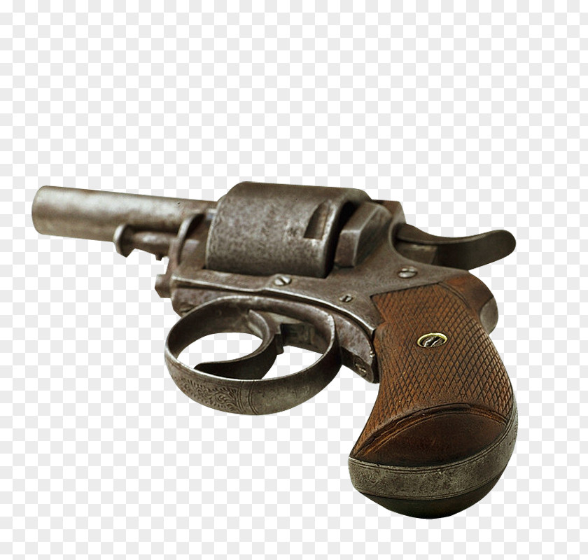 Flat Vintage Pistol Revolver Firearm Weapon PNG