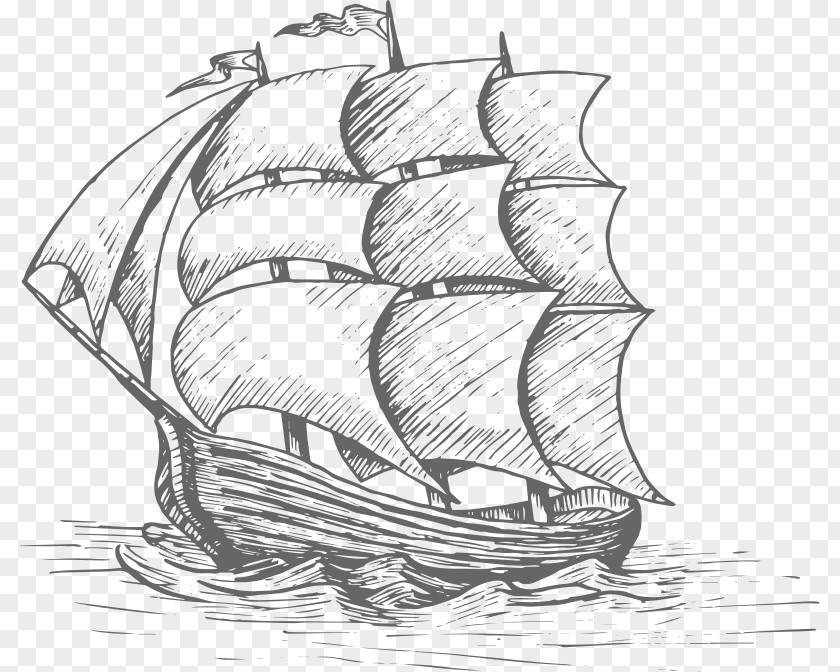 Galiot Barque Ship Cartoon PNG
