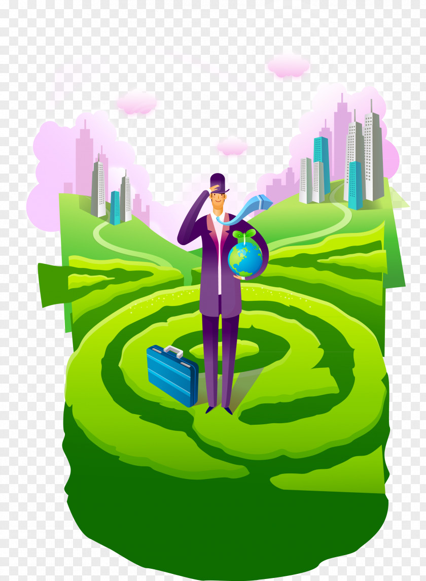 The Man In Field Drawing Euclidean Vector Cartoon PNG