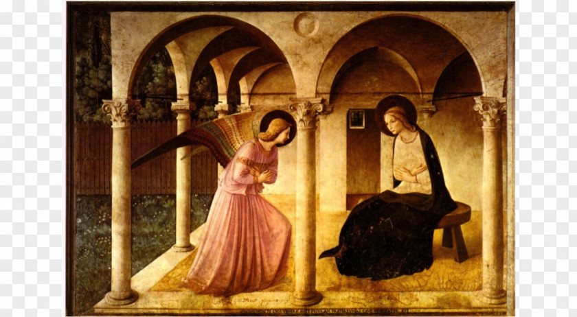 Painting Annunciation Ecce Ancilla Domini Gabriel Renaissance PNG