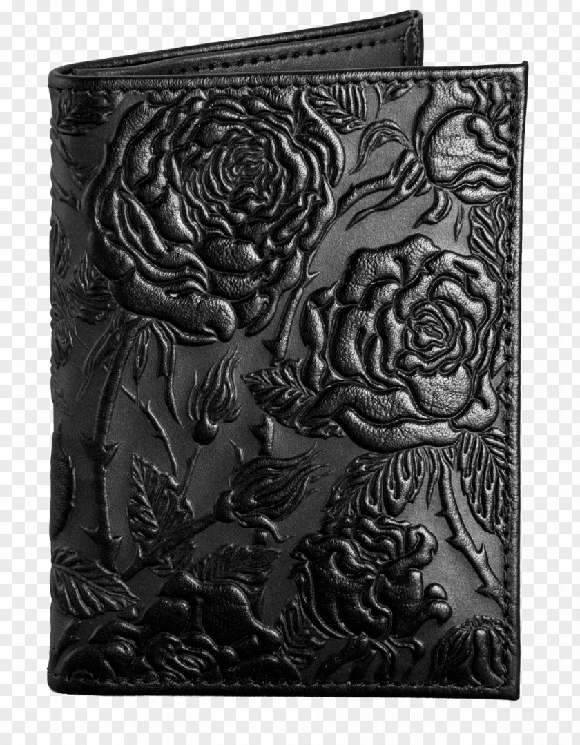 Wallet Wild Rose Black White Leather PNG