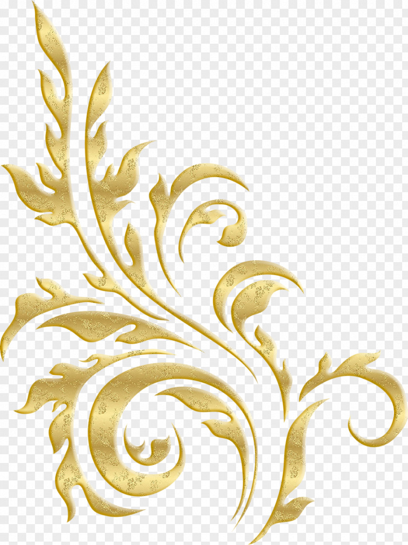 Gold Plant Pattern Ornament PNG