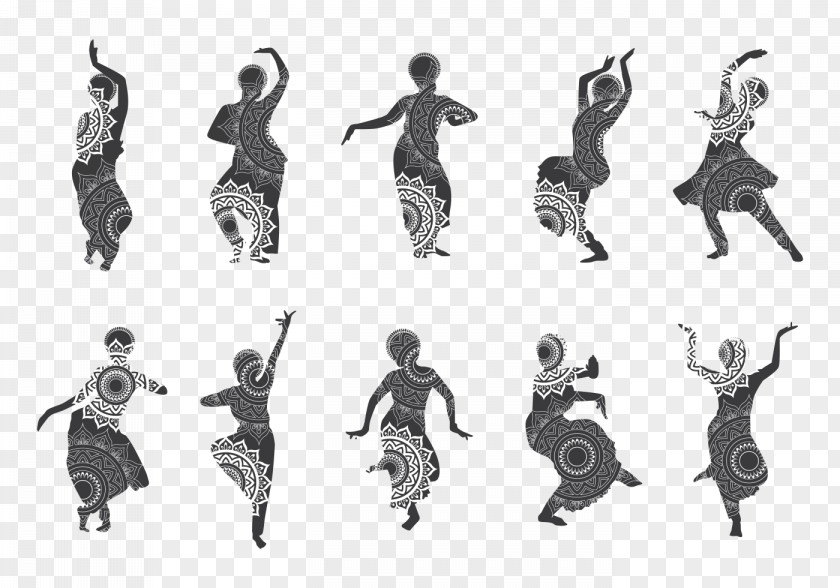 Dancers Vector Silhouette Dance In India Bollywood PNG
