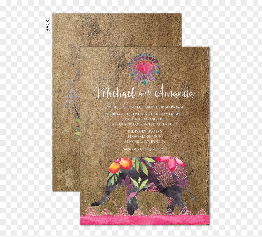 Elephant Invitation Floral Design Graphic Arts Greeting & Note Cards Font PNG
