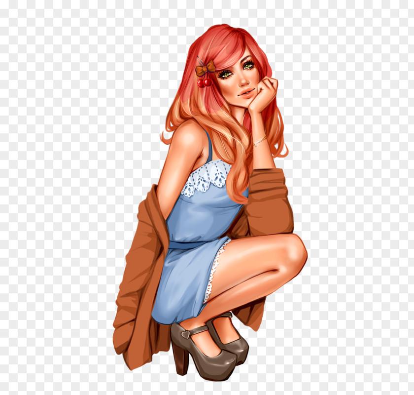Hand-painted Long Hair Beauty-free Material Woman Clip Art PNG