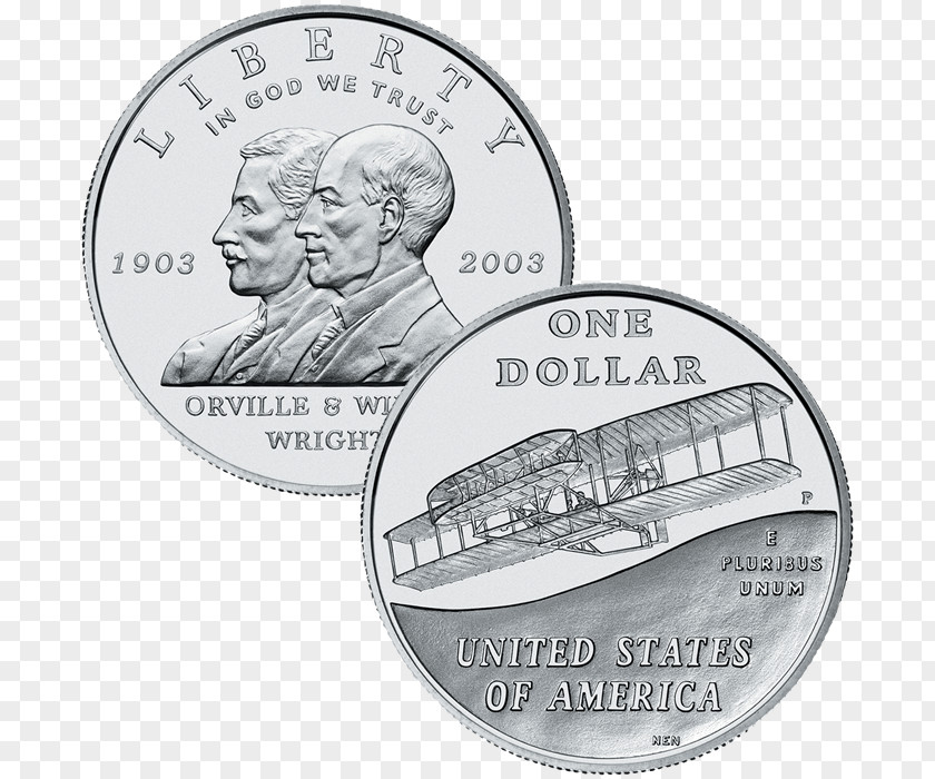 Coin Silver Wright Brothers Money Font PNG