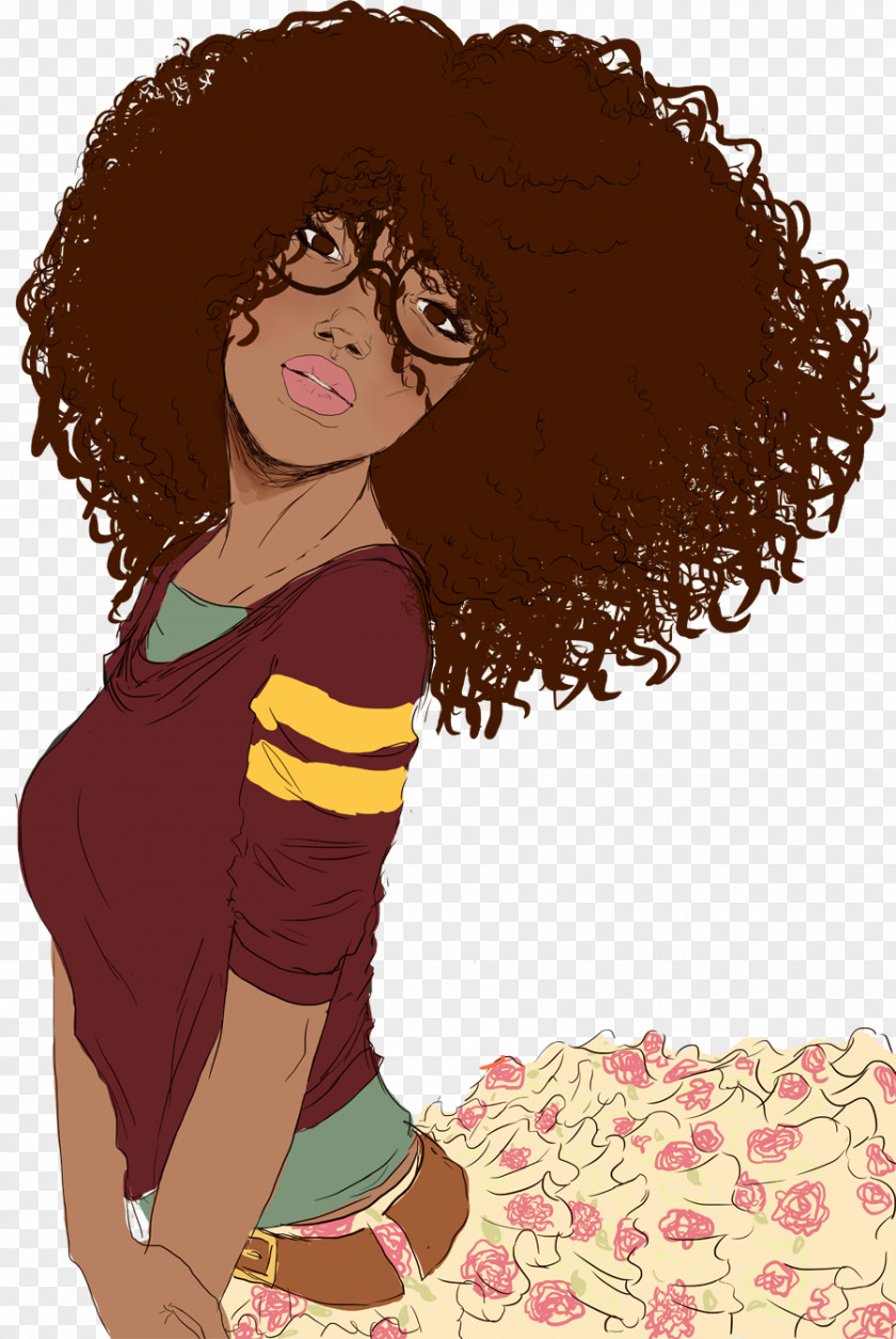 Curly Afro-textured Hair Drawing Black PNG
