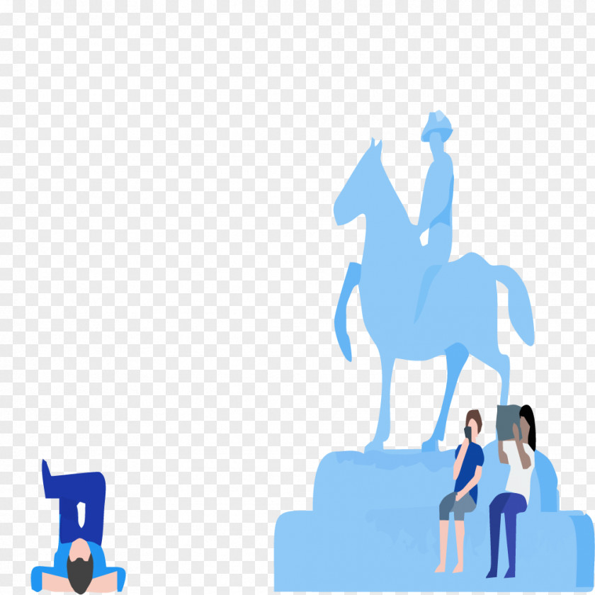 Blue Ladder Statue Illustration PNG