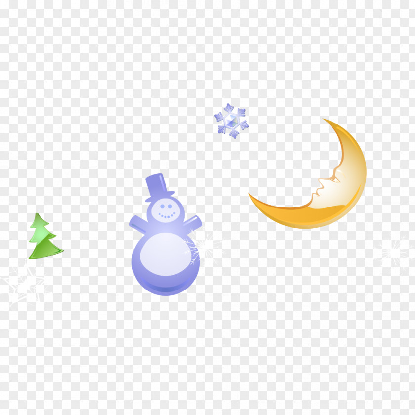 Cute Snowman Moon Trees Tree Download PNG