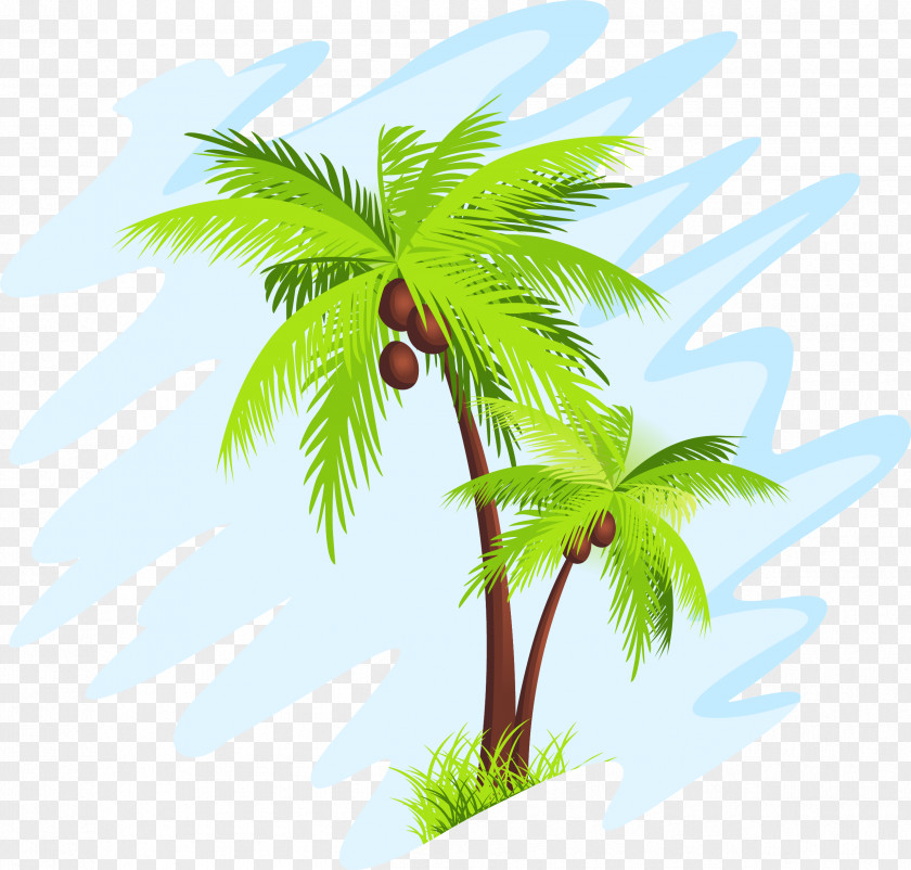 Vector Blue Palm Coconut Arecaceae Tree Clip Art PNG