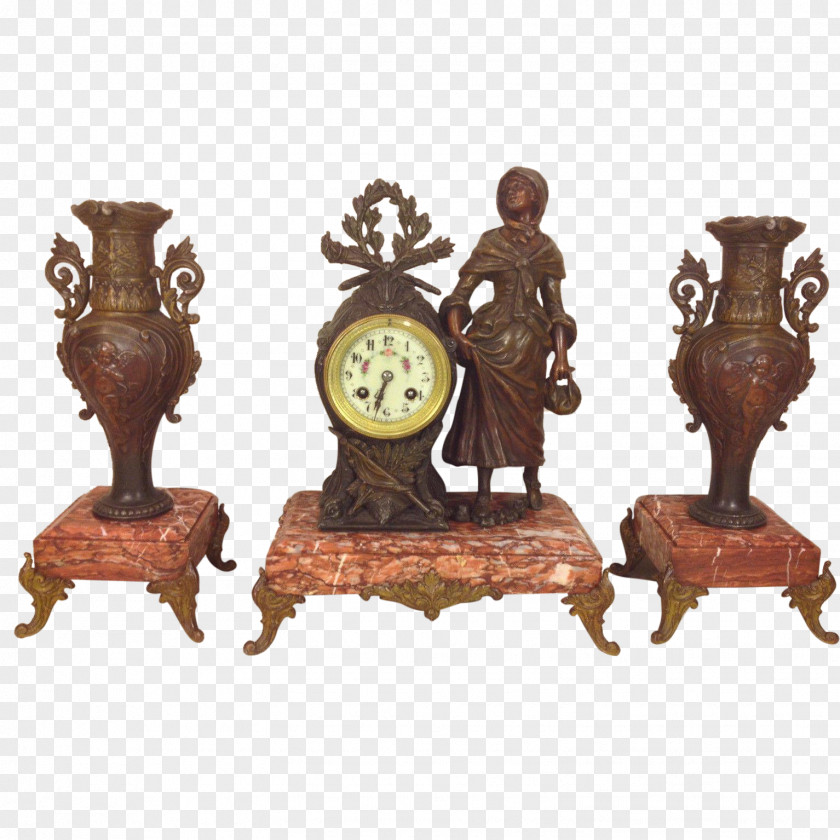 Clock Garniture French Empire Mantel Antique PNG