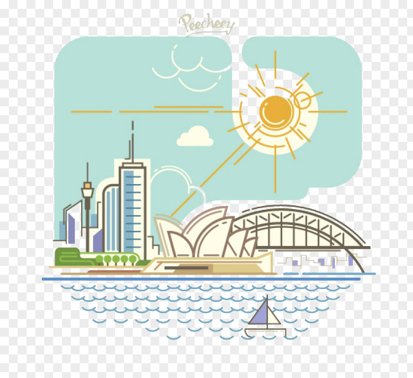 Sydney Illustrator Vector Material Skyline City Clip Art PNG