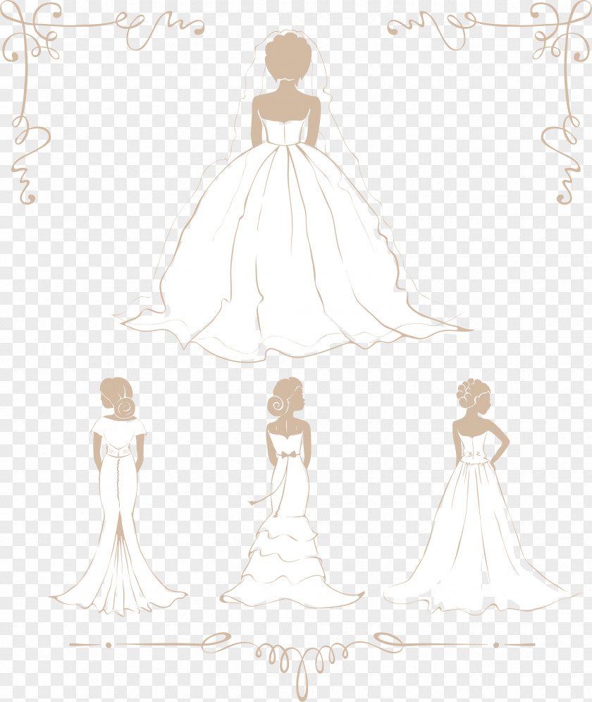 Bride Vector Wedding Dress Drawing PNG