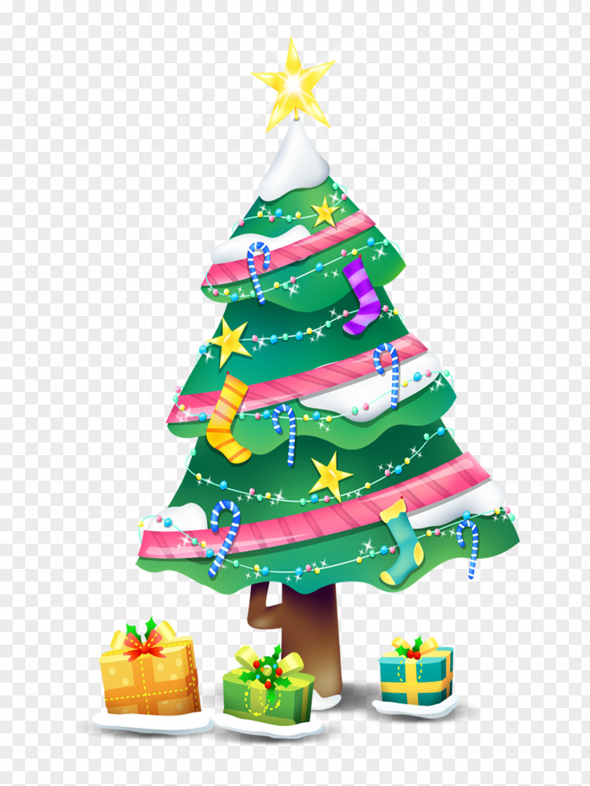 Christmas Tree Candy Cane Santa Claus Ornament PNG