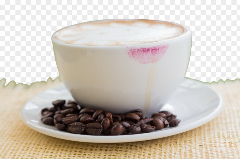 Coffee Beans And Cappuccino Espresso Latte Milk PNG