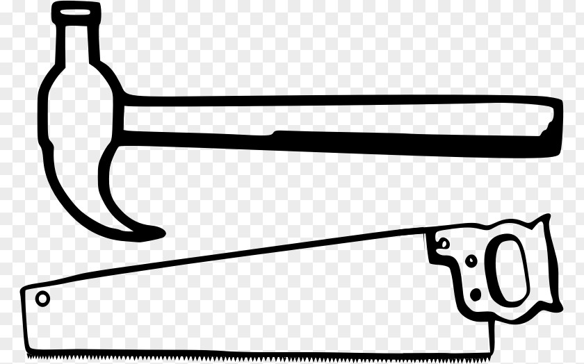 Hand Saw Hammer Black And White Clip Art PNG