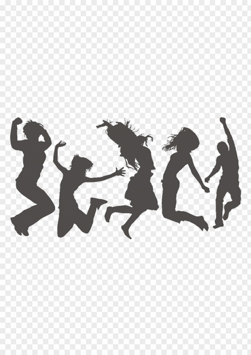 Silhouette Figures Jumping Dance Clip Art PNG