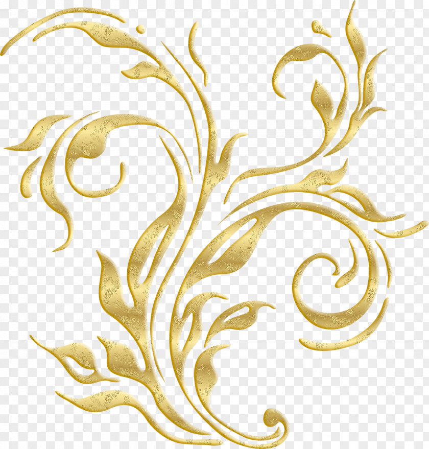 Gold Plant Pattern Motif Clip Art PNG