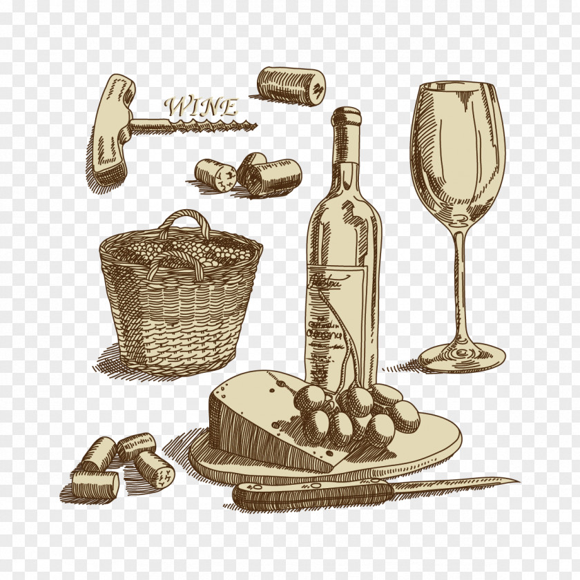Vector Bottle And Pastries Wine Cream Pie PNG