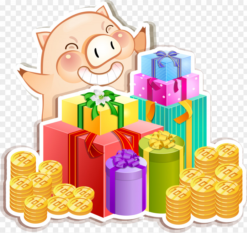 Vector Happy Pig Miniature Clip Art PNG