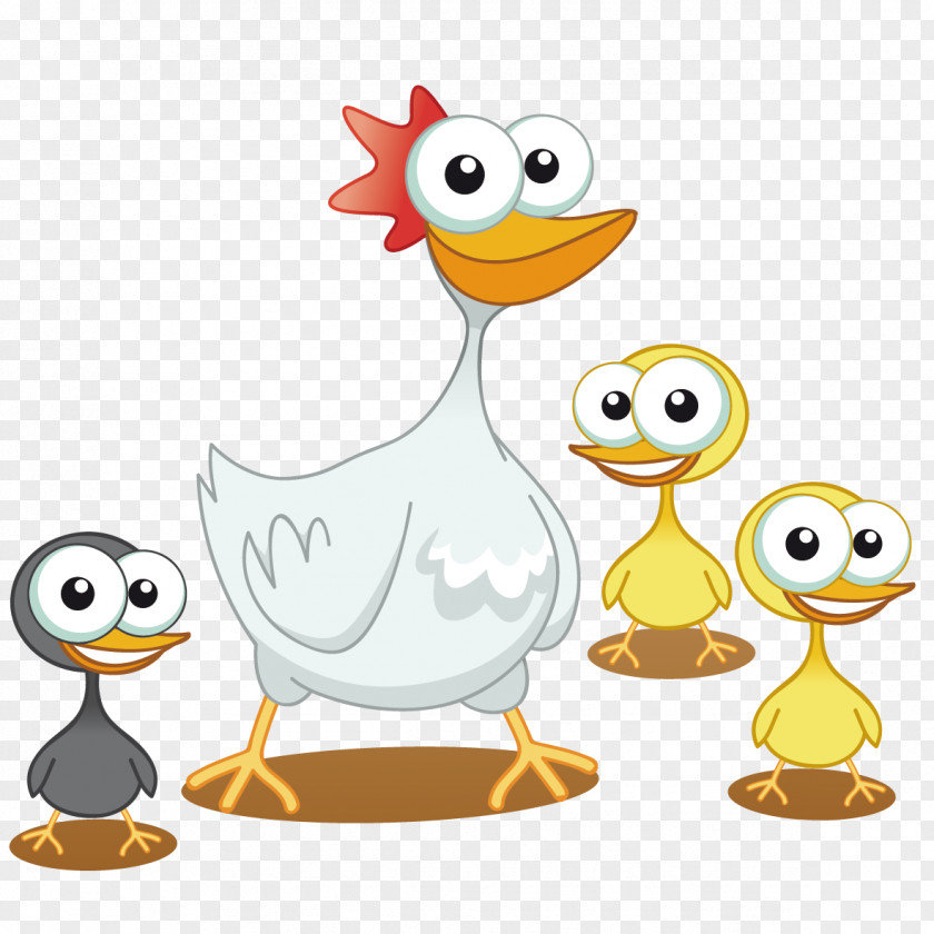 Mother Duck And Ducks Under Painting Illustration PNG