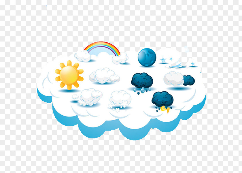 Different Weather Cloud Cartoon Icon PNG