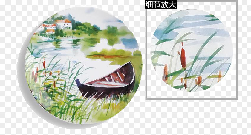 Watercolor Tray Boat Creative Painting Color PNG