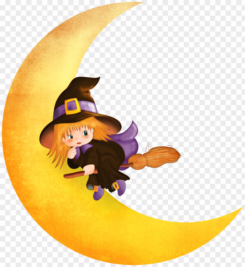 Halloween Witch On The Moon Clipart Clip Art PNG