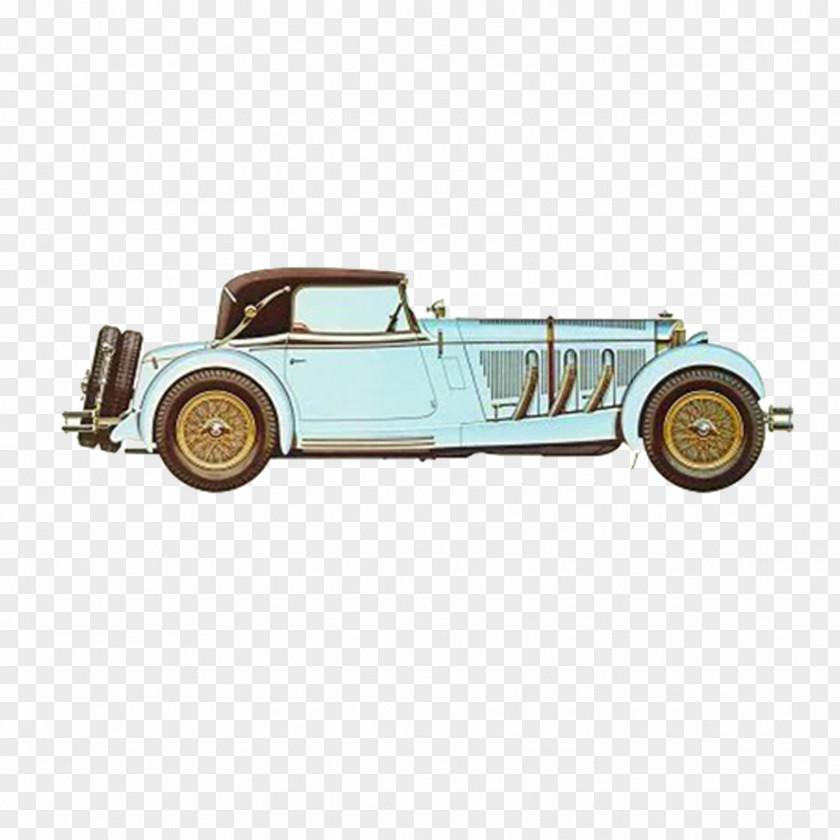 Retro Cartoon Painting Classic Cars Mercedes-Benz S-Class Car W180 SSK PNG