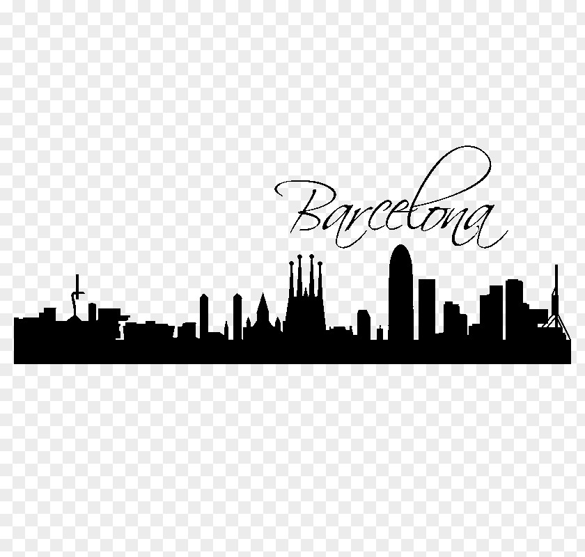 Silhouette Barcelona Skyline Wall Decal Poster PNG