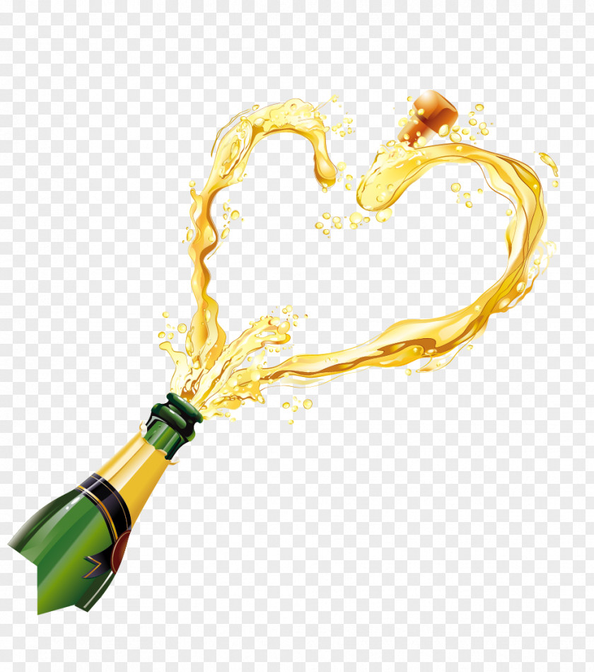 Vector Heart-shaped Bottle Champagne Stock Photography Download PNG